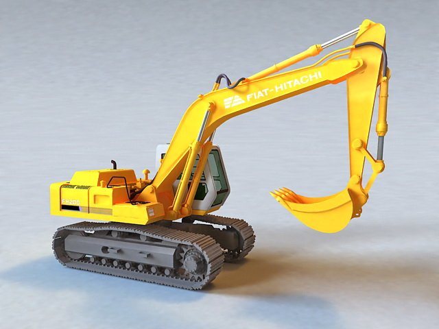fiat hitachi excavator Modello 3D .c4d .max .obj .3ds .fbx .stl .blend 