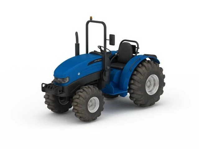 blue farm tractor 3D Model .c4d .max .obj .3ds .fbx .stl .blend 