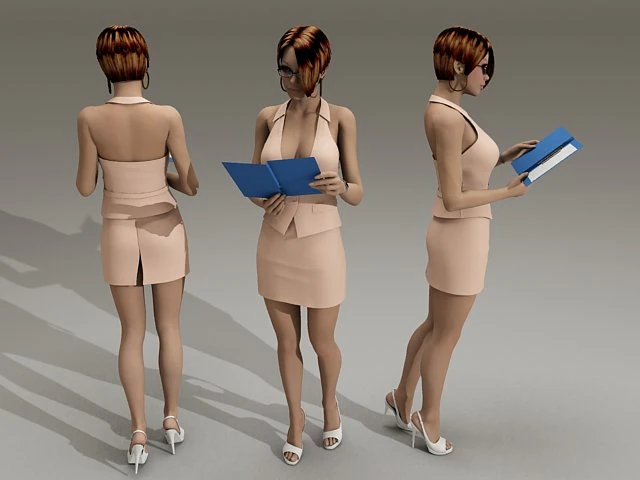 sexy secretary 3D Model .c4d .max .obj .3ds .fbx .stl .blend 