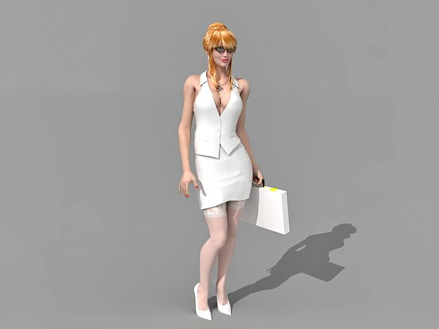 sexy secretary 3D Model .c4d .max .obj .3ds .fbx .stl .blend