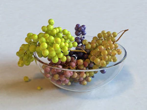 uvas na tigela Modelo 3D