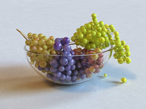 grapes in bowl 3D Model