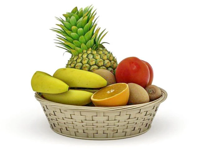 fruit basket 3D Model .c4d .max .obj .3ds .fbx .stl .blend 