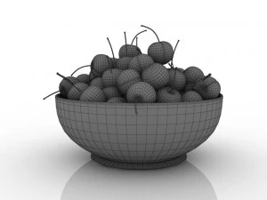 fruit cherry in the plate 3D Model