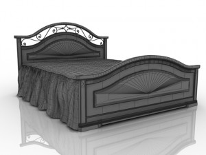wooden classic bed 3D Model