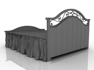 wooden classic bed 3D Model