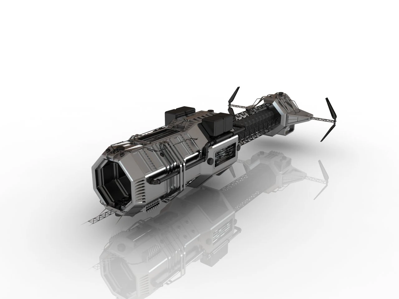 scifi spaceship 3D Model .c4d .max .obj .3ds .fbx .stl .blend 