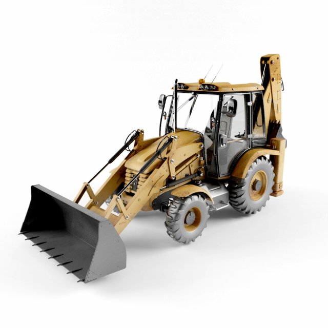 backhoe loader 3D 模型 .c4d .max .obj .3ds .fbx .stl .blend 