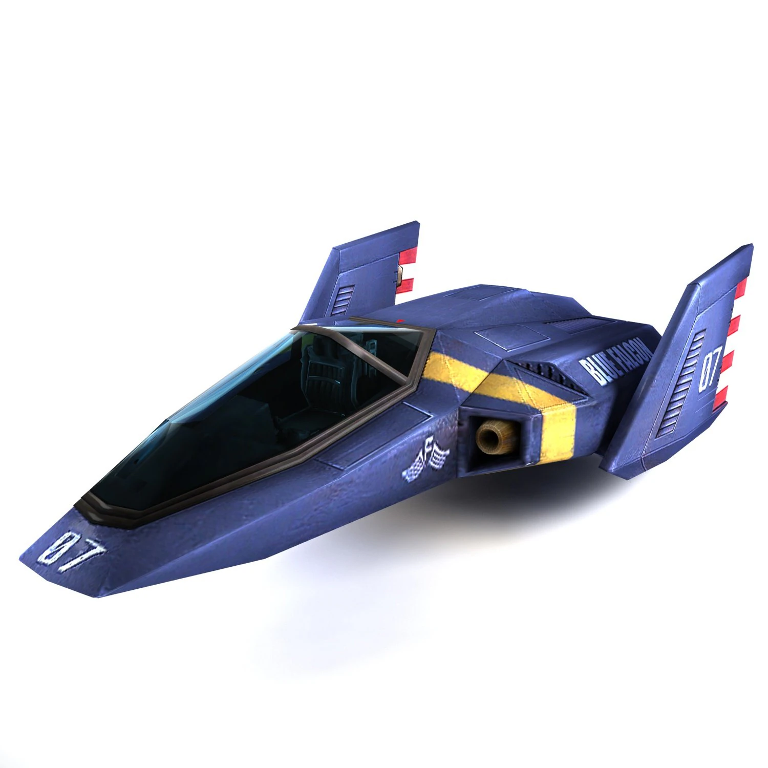 spaceship blue falcon 3D Model .c4d .max .obj .3ds .fbx .stl .blend