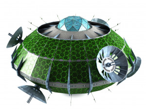 sci fi spaceship battleship cruiser - round sci-fi mothership 3D Model