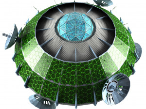 sci fi spaceship battleship cruiser - round sci-fi mothership Modèle 3D