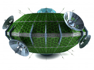 sci fi spaceship battleship cruiser - round sci-fi mothership Modèle 3D