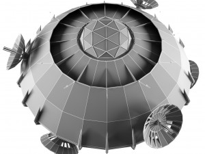sci fi spaceship battleship cruiser - round sci-fi mothership Modèle 3D