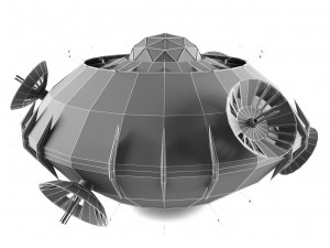 sci fi spaceship battleship cruiser - round sci-fi mothership Modèle 3D