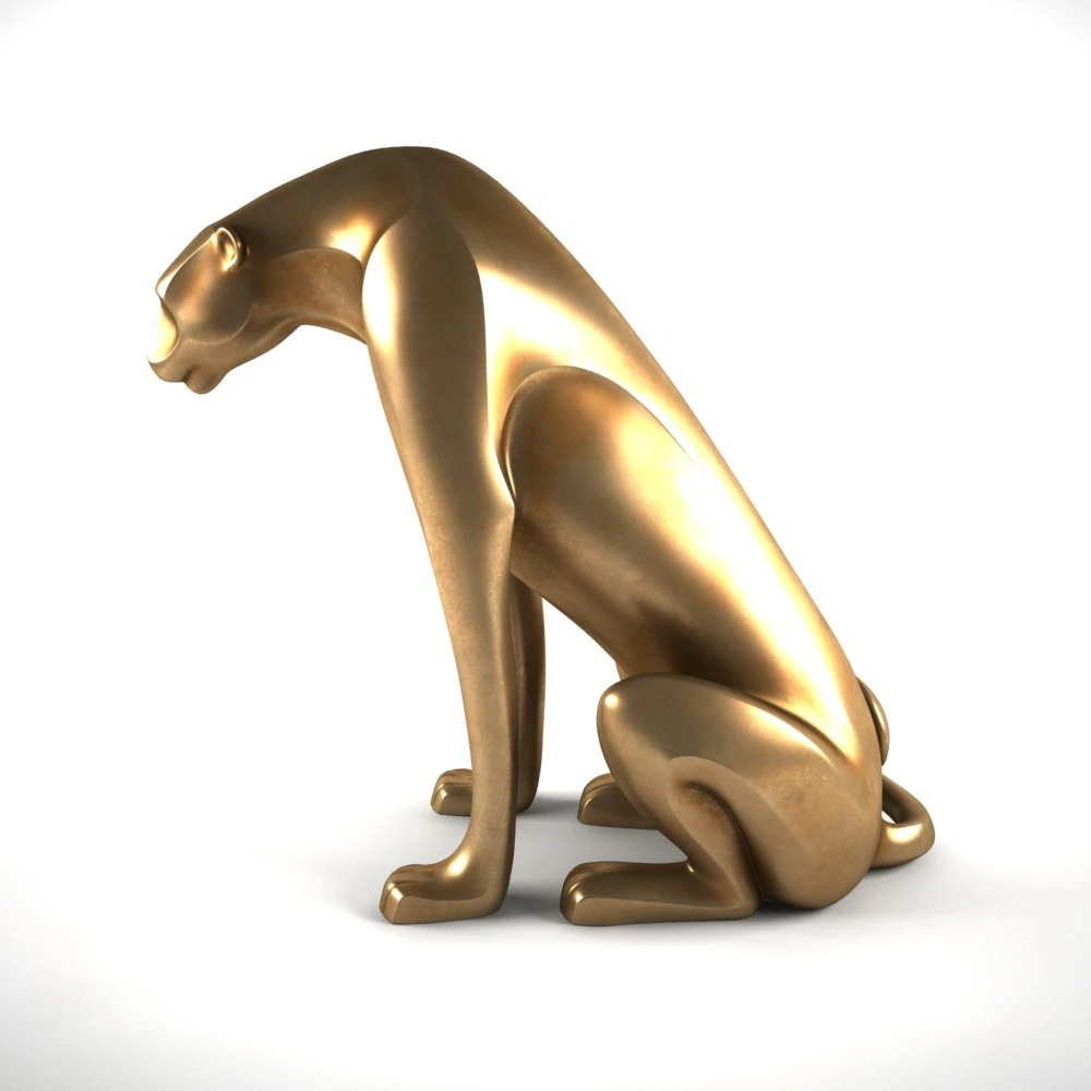sculpture bronze leopard 3D Model .c4d .max .obj .3ds .fbx .stl .blend