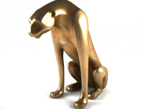 sculpture bronze leopard 3D Model