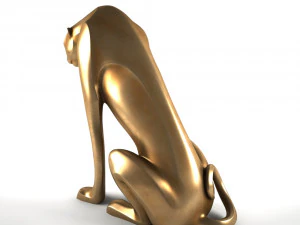 sculpture bronze leopard 3D Model