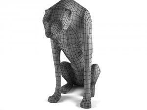 sculpture bronze leopard 3D Model