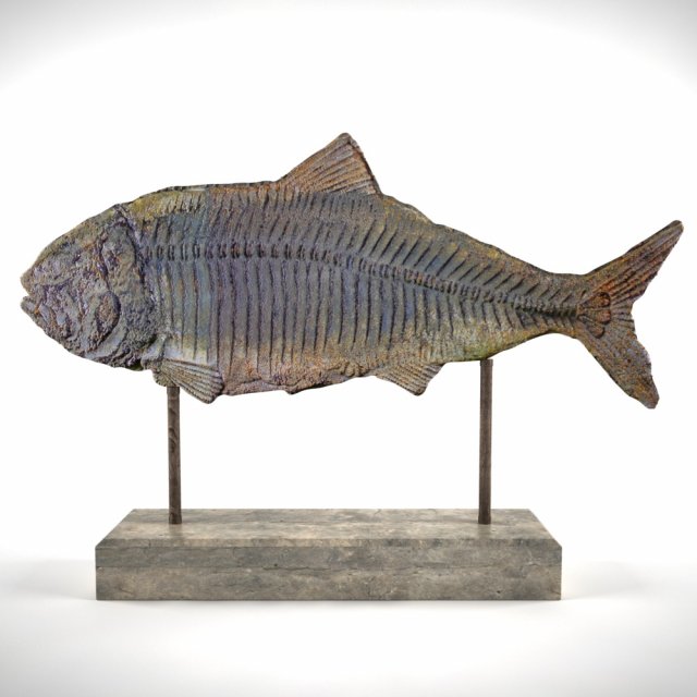 stone fish on stand Model 3D .c4d .max .obj .3ds .fbx .stl .blend 
