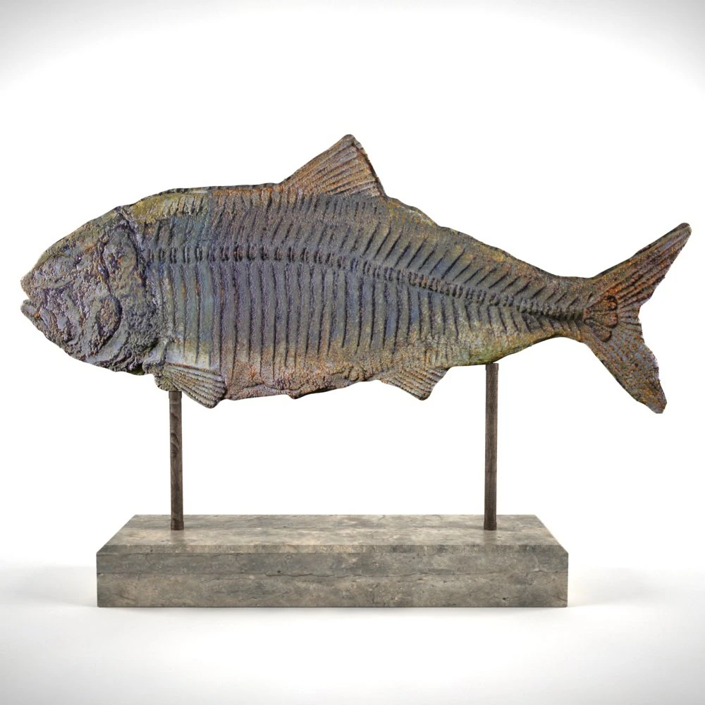 stone fish on stand 3D Model .c4d .max .obj .3ds .fbx .stl .blend 