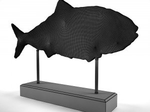 stone fish on stand Model 3D