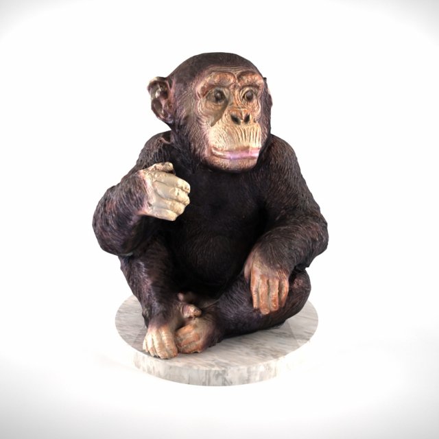 sculpture of sitting chimpanzee Modèle 3D .c4d .max .obj .3ds .fbx .stl .blend 