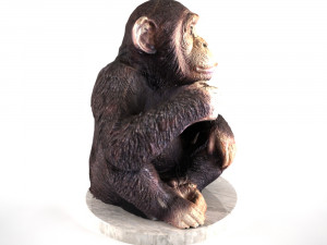 sculpture of sitting chimpanzee Modèle 3D