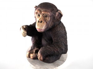 sculpture of sitting chimpanzee Modèle 3D