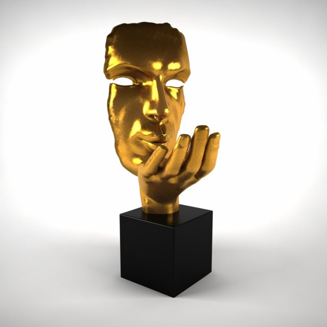 golden mask statuette 3D Model .c4d .max .obj .3ds .fbx .stl .blend 