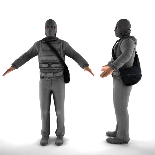 robber 3D Model .c4d .max .obj .3ds .fbx .stl .blend 