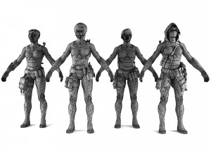 3d warrior pack girls 4 in 1 3D Model