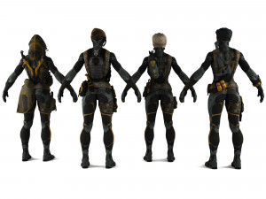 3d warrior pack girls 4 in 1 3D Model
