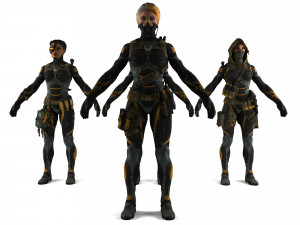 3d warrior pack girls 4 in 1 3D Model