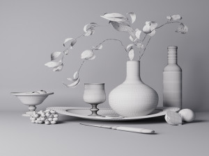 still life with fruits and cognac 3D 模型