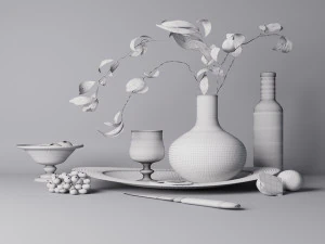 still life with fruits and cognac 3D Model