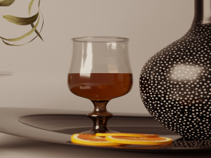 still life with fruits and cognac 3D 模型