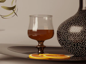 still life with fruits and cognac 3D Model