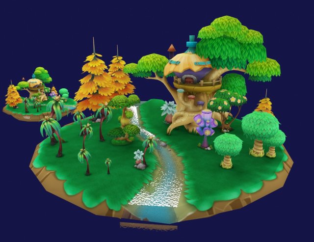 cartoon forest 3D Model .c4d .max .obj .3ds .fbx .stl .blend 