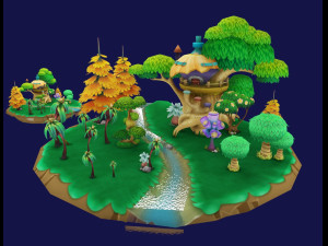 cartoon forest 3D मॉडल