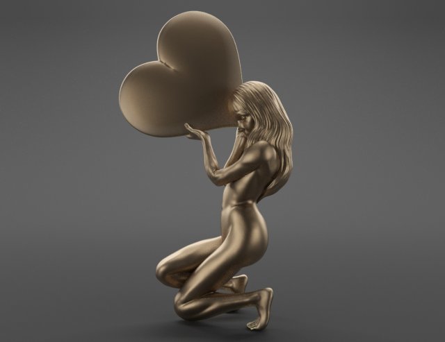 girl with a big heart 3D Модель .c4d .max .obj .3ds .fbx .stl .blend