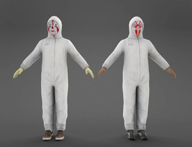 Китайский защитный костюм для мужчин и женщин 3D Модель .c4d .max .obj .3ds .fbx .stl .blend 
