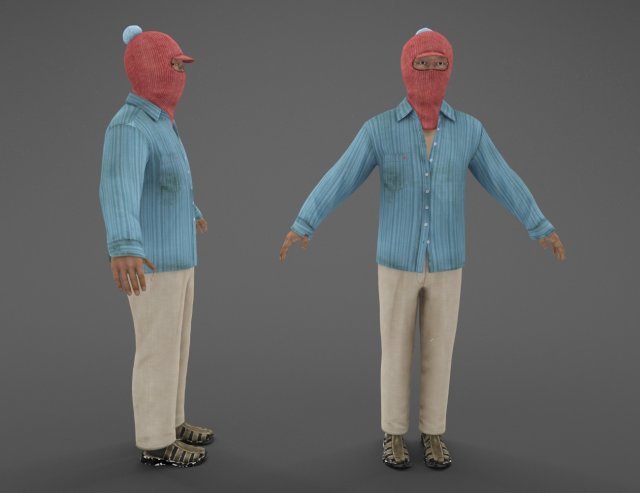 chinese with mask Model 3D .c4d .max .obj .3ds .fbx .stl .blend 