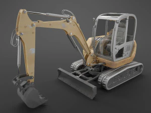 escavatore cingolato compatto Modello 3D