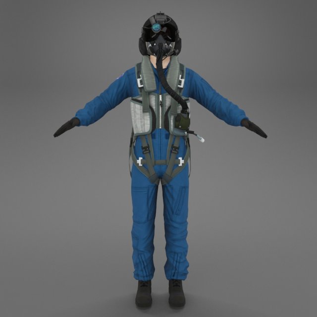 military pilot 3D Model .c4d .max .obj .3ds .fbx .stl .blend 