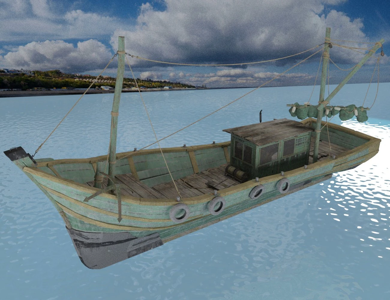 fishing boat 3D Model .c4d .max .obj .3ds .fbx .stl .blend 