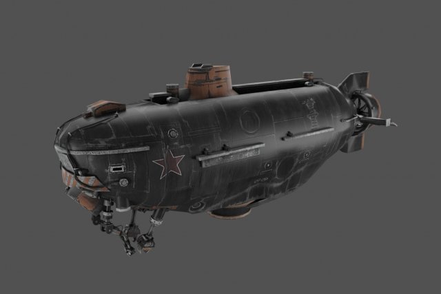 unmanned submarine 3D 模型 .c4d .max .obj .3ds .fbx .stl .blend 