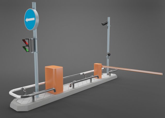 traffic barrier gate 3D Модель .c4d .max .obj .3ds .fbx .stl .blend 