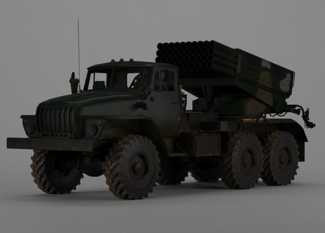 bm-21 grad - multiple launch rocket system Modelo 3D .c4d .max .obj .3ds .fbx .stl .blend 