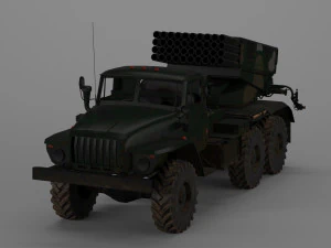 bm-21 grad - sistema di razzi a lancio multiplo Modello 3D