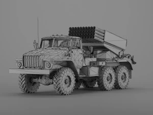bm-21 grad - sistema di razzi a lancio multiplo Modello 3D